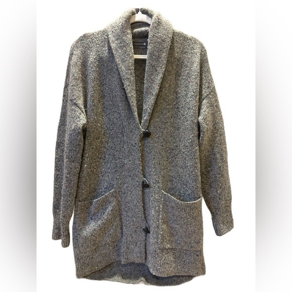 Anthropologie Speckled Shawl Cardigan in grey, size XS oversized ✨ Wool Blend - Picture 2 of 8